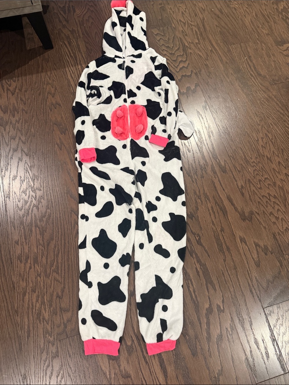 Secret Treasures Black-and-White Cow Print Footed One-Piece with Pink Trim
